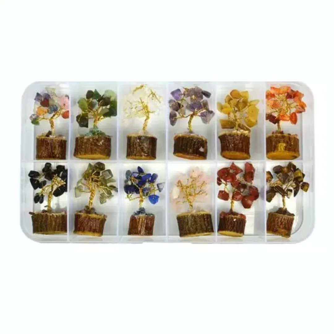 12 Mini Handmade Crystal Trees  Natural Gemstone