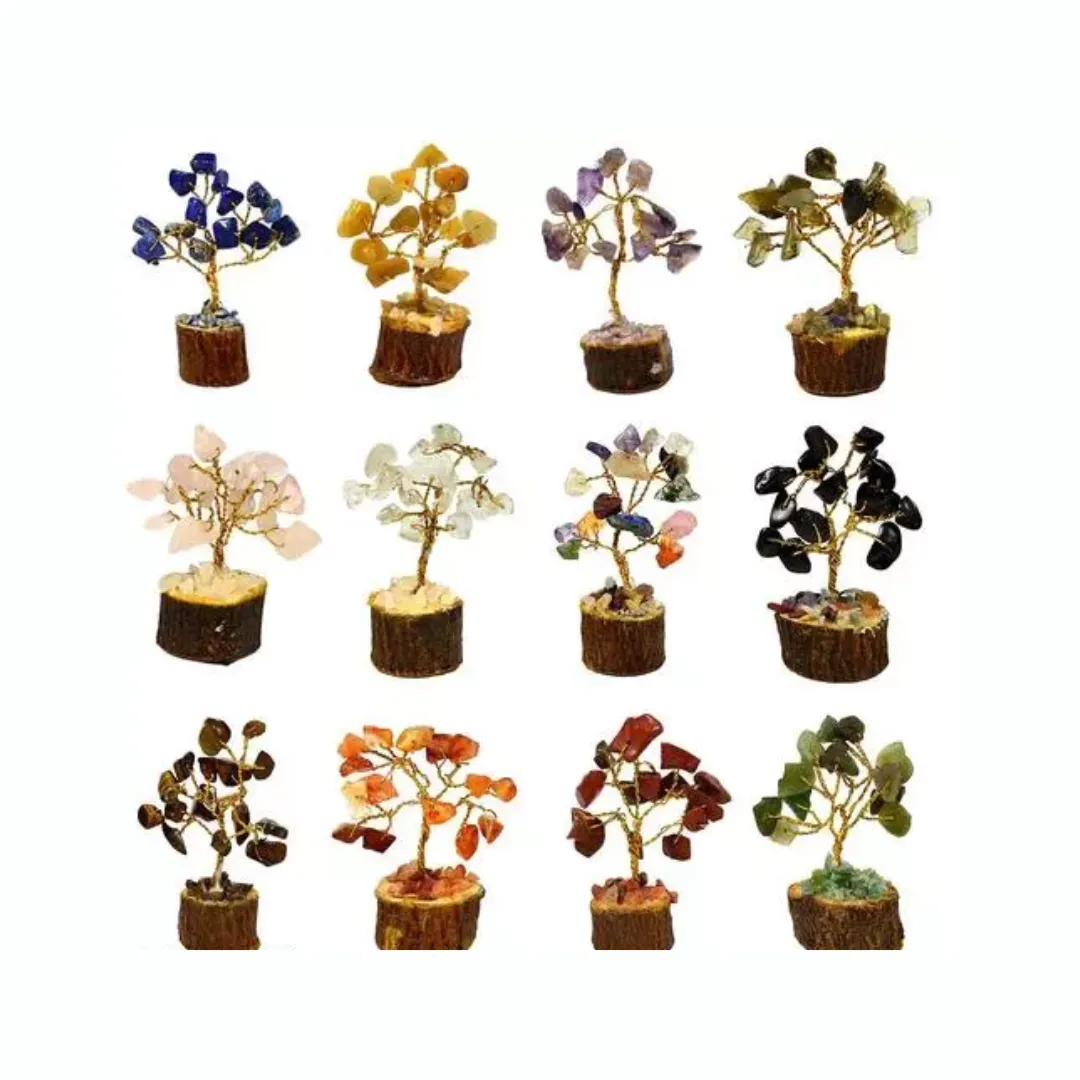 12 Mini Handmade Crystal Trees  Natural Gemstone