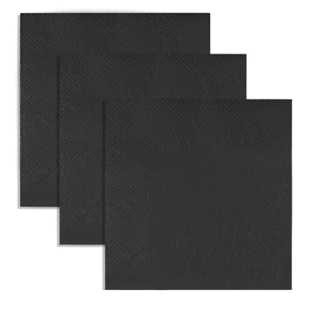 1200 Ct Bulk Black Paper Napkins 5.5" Beverage Cocktail Party Event Restaurant