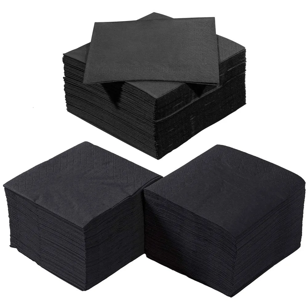 1200 Ct Bulk Black Paper Napkins 5.5" Beverage Cocktail Party Event Restaurant
