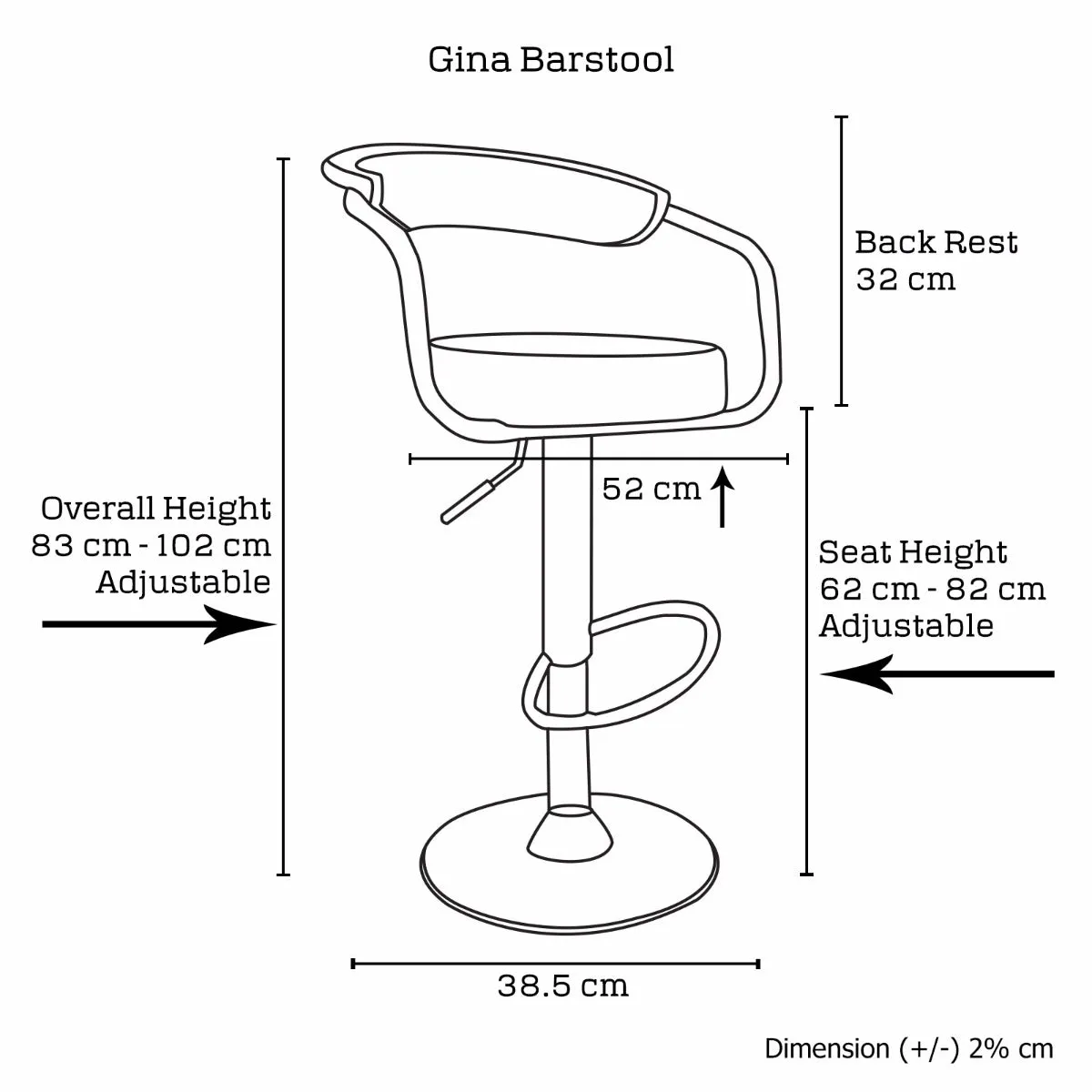 2 PCS Red Bar Stool With Gas Lift
