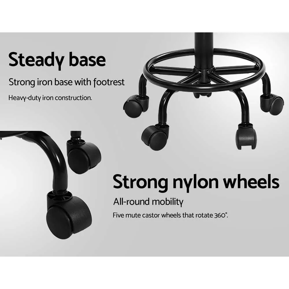 2X Salon Stool | Swivel Round Barber Hair Bar Stools | Hydraulic Lift | Black