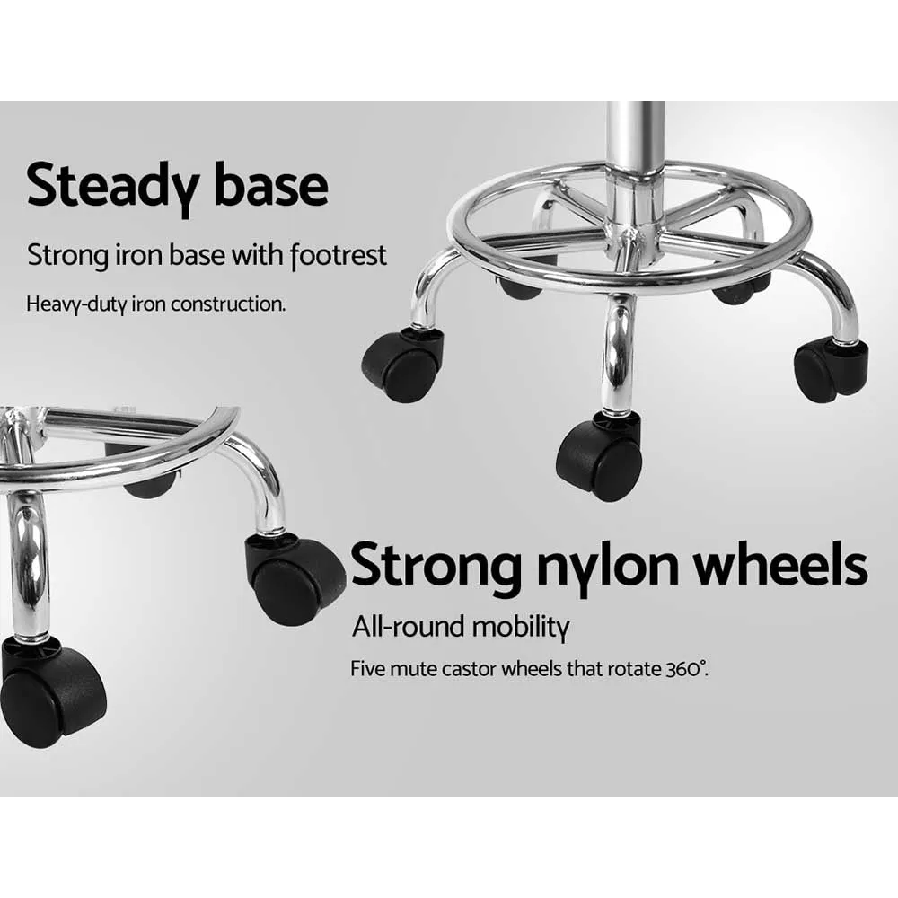 2X Salon Stool | Swivel Round Barber Hair Bar Stools | Hydraulic Lift | White