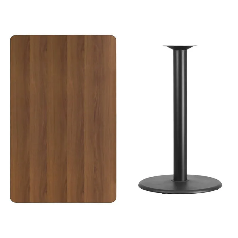 30'' x 48'' Rectangular Black Laminate Table Top with 24'' Round Bar Height Table Base [XU-BLKTB-3048-TR24B-GG]