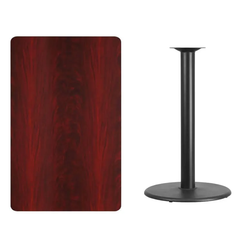 30'' x 48'' Rectangular Black Laminate Table Top with 24'' Round Bar Height Table Base [XU-BLKTB-3048-TR24B-GG]