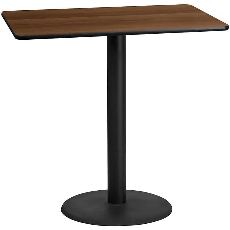 30'' x 48'' Rectangular Black Laminate Table Top with 24'' Round Bar Height Table Base [XU-BLKTB-3048-TR24B-GG]