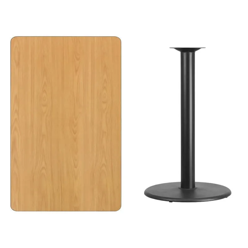 30'' x 48'' Rectangular Black Laminate Table Top with 24'' Round Bar Height Table Base [XU-BLKTB-3048-TR24B-GG]