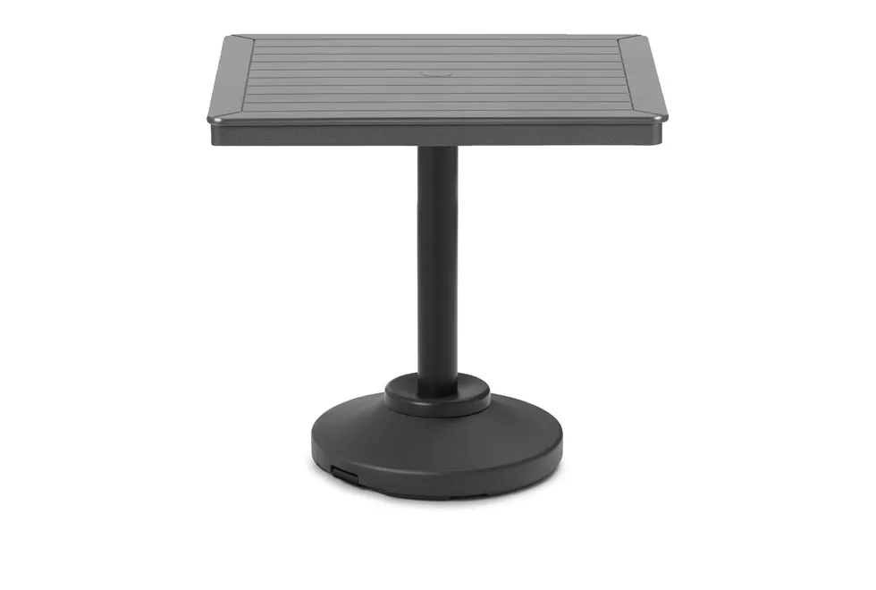 36" Square MGP Slat Top 80lb Weighted Pedestal Base Tables By Telescope Casual