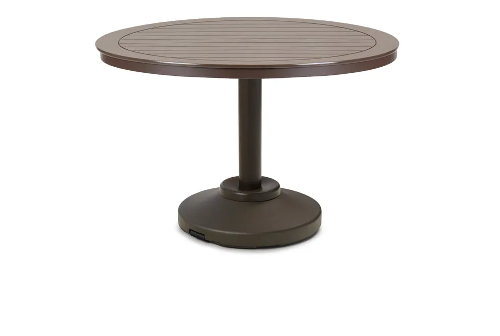 42" Round MGP Slat Top 80lb Weighted Pedestal Base Tables By Telescope Casual