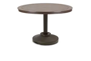 42" Round MGP Slat Top 80lb Weighted Pedestal Base Tables By Telescope Casual