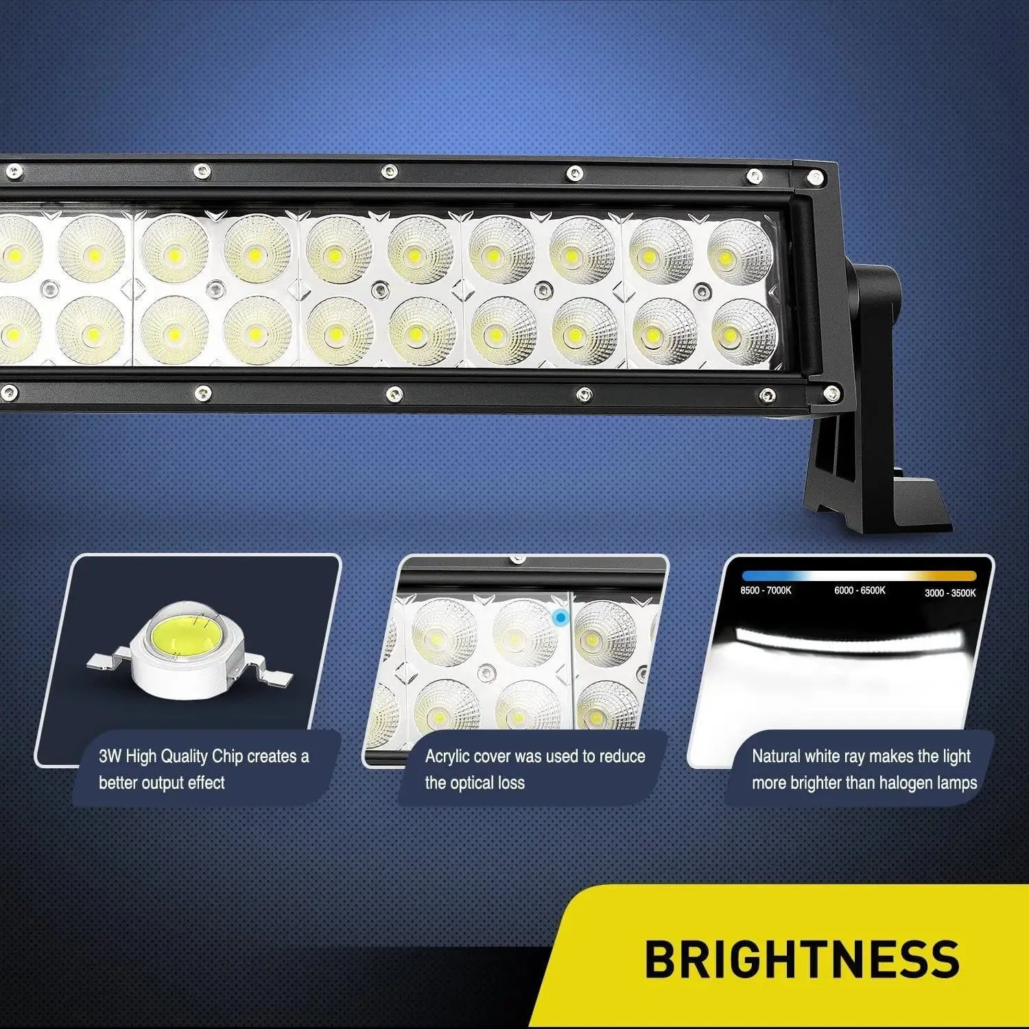 54 Inch 312W Double Row Curved Spot Flood LED Light Bar