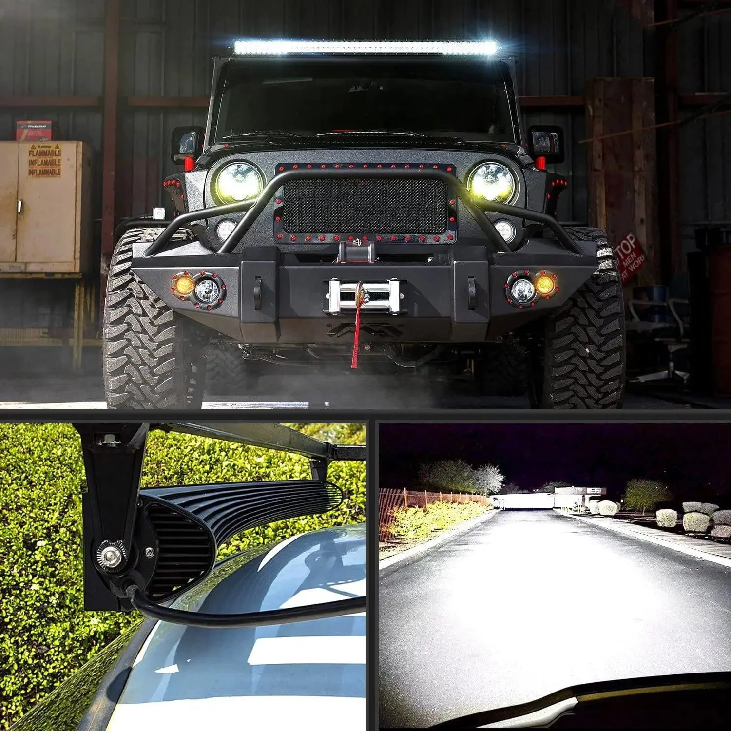 54 Inch 312W Double Row Curved Spot Flood LED Light Bar