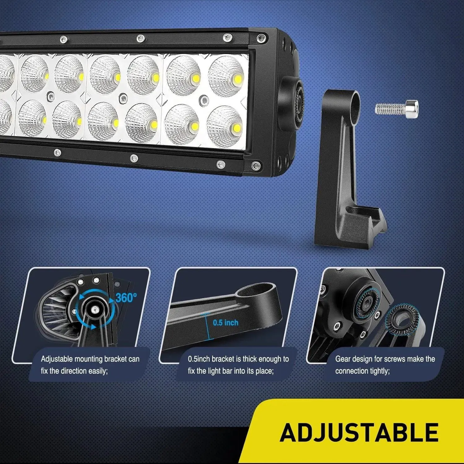 54 Inch 312W Double Row Curved Spot Flood LED Light Bar