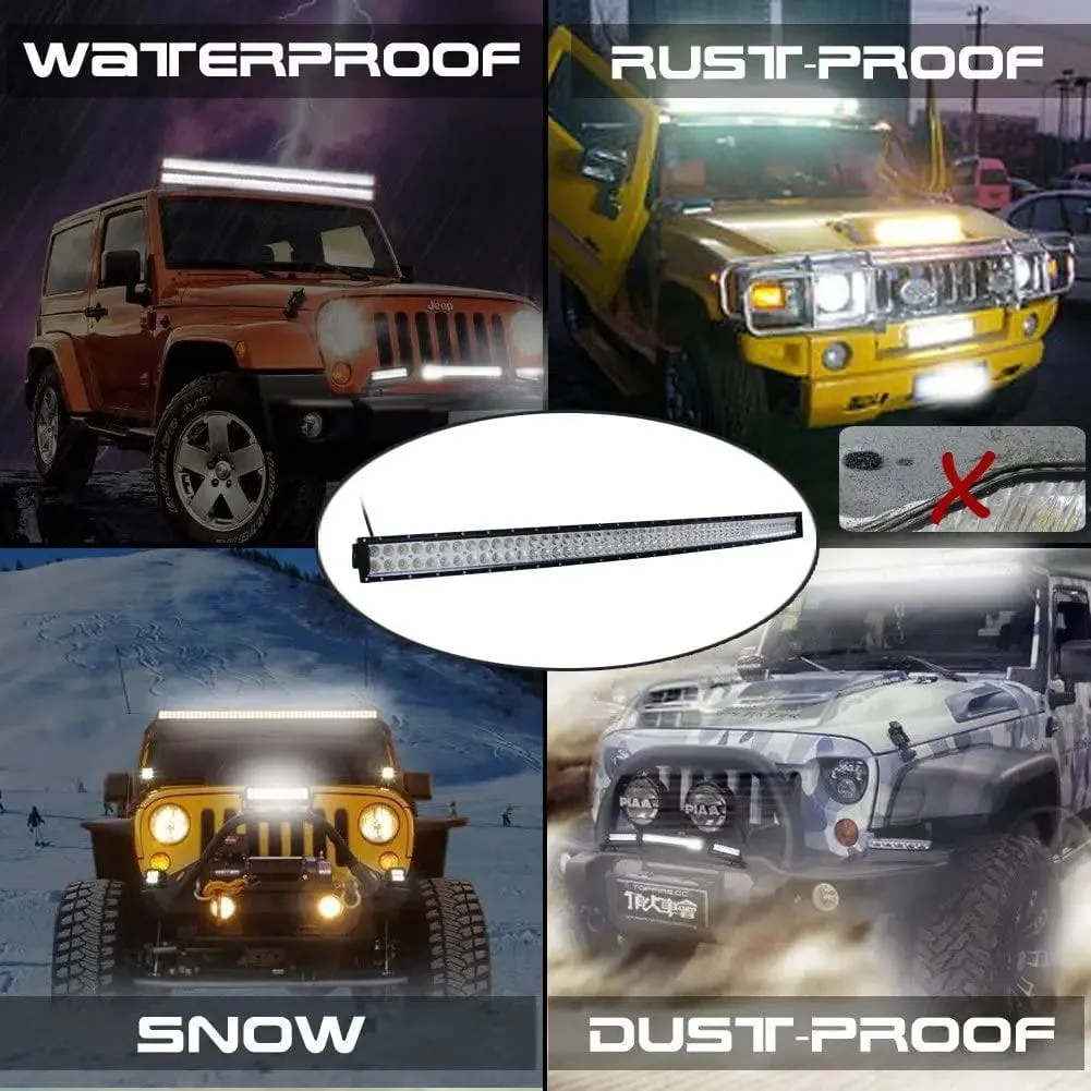 54 Inch 312W Double Row Curved Spot Flood LED Light Bar