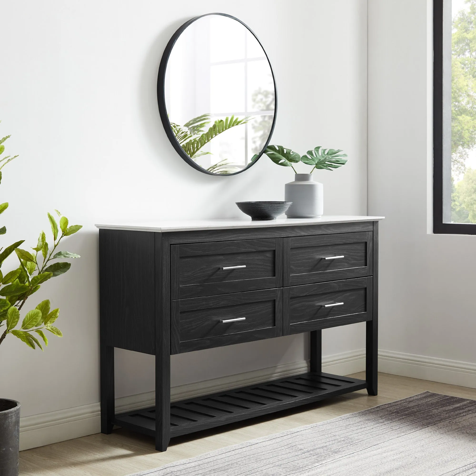 54" 4-Door Wood Buffet Sideboard & TV Stand