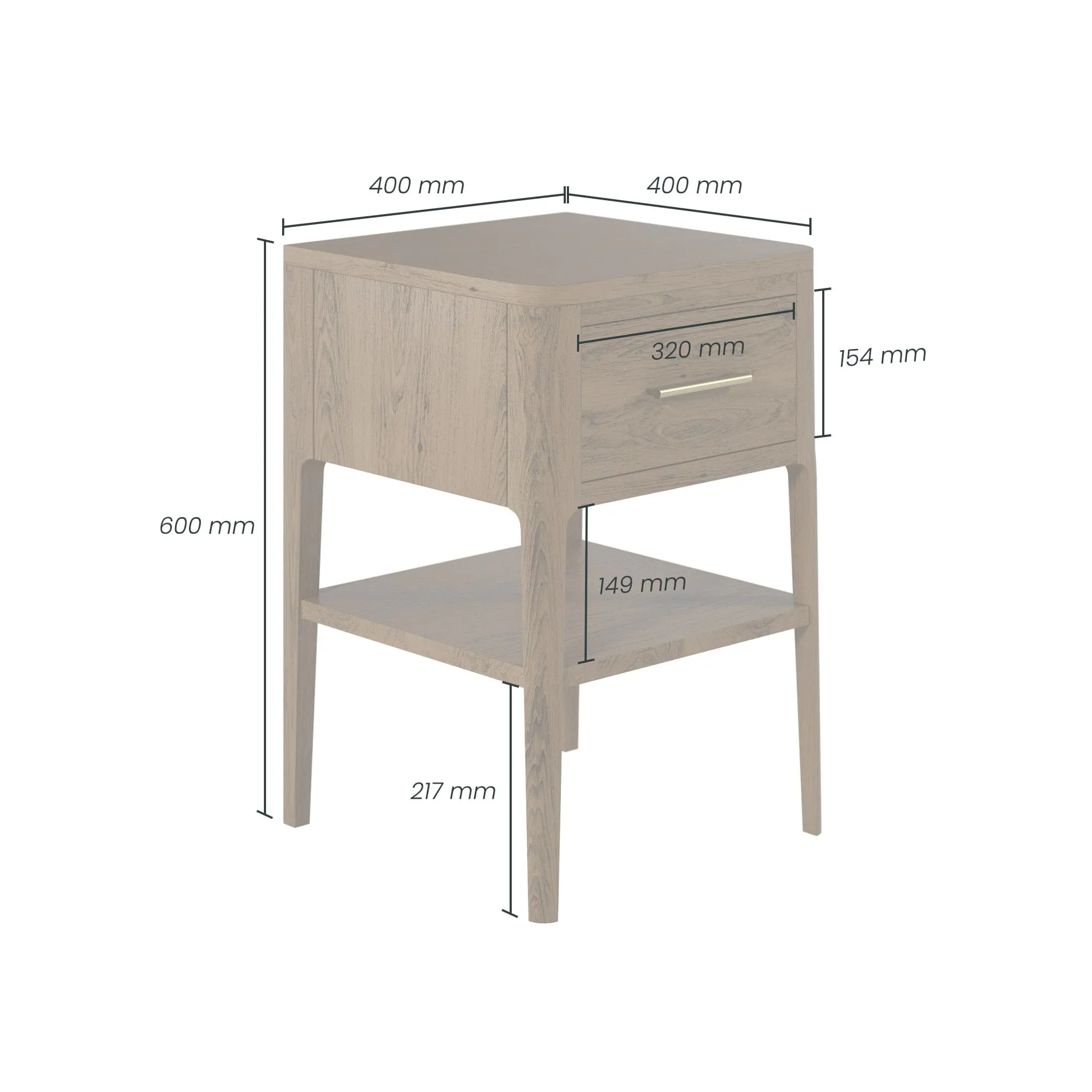 Abberley Bedside - Brown - 1 Drawer
