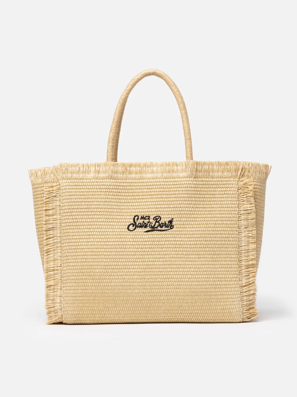 Borsa a spalla Vanity effetto paglia beige
