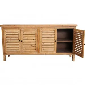 Cabinet Low 4 Door Louvre Natural