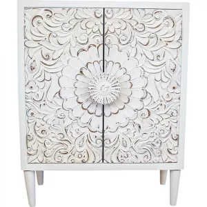 Cabinet White Carved Timber