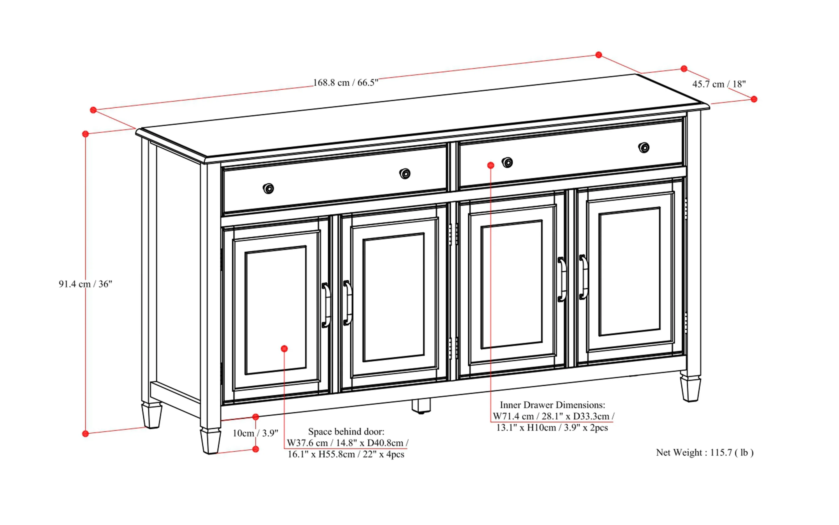 Connaught Large Sideboard Buffet Storage Cabinet