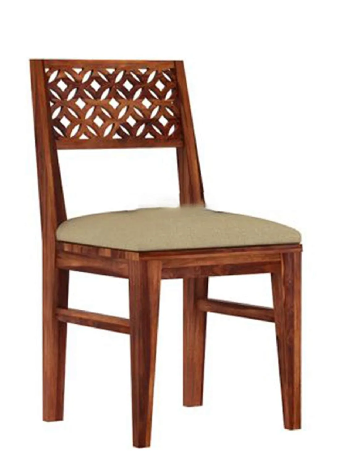 Craftswood Sheesham Wood Wooden 4 Seater CNC Dining Table for Living Room Home Wooden Dining Set and 4 Chairs with Cushion Honey Finish