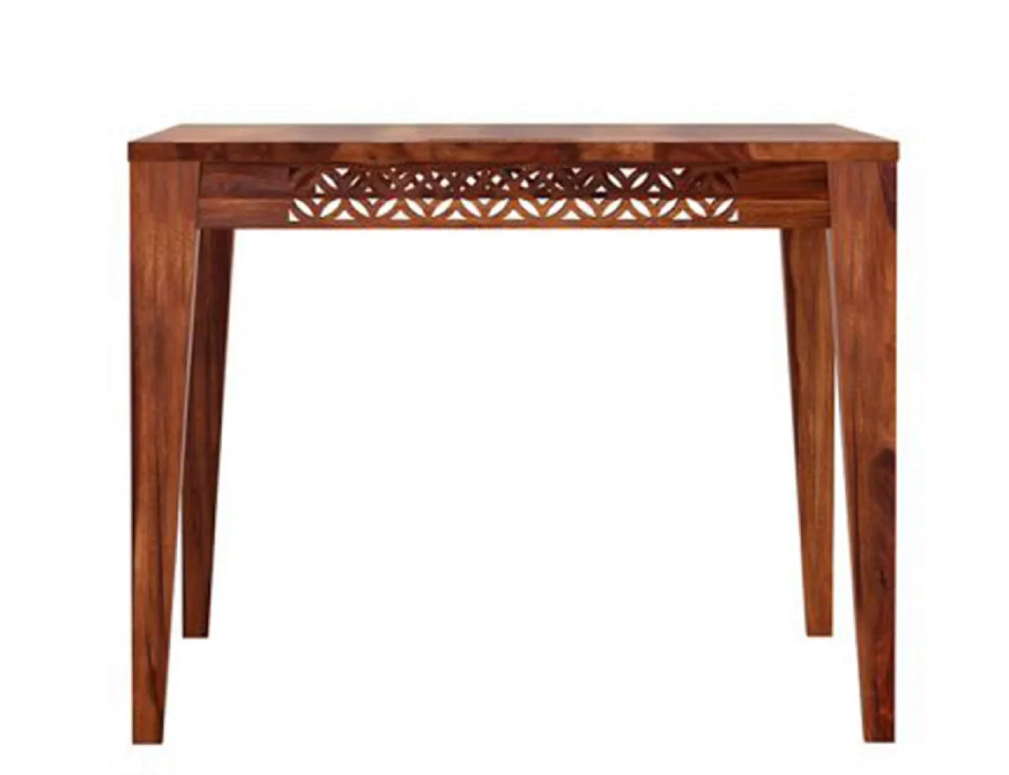 Craftswood Sheesham Wood Wooden 4 Seater CNC Dining Table for Living Room Home Wooden Dining Set and 4 Chairs with Cushion Honey Finish