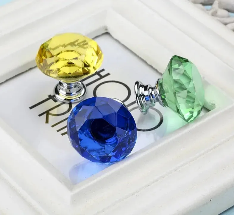 Crystal Glass Diamond Knobs for Cabinets