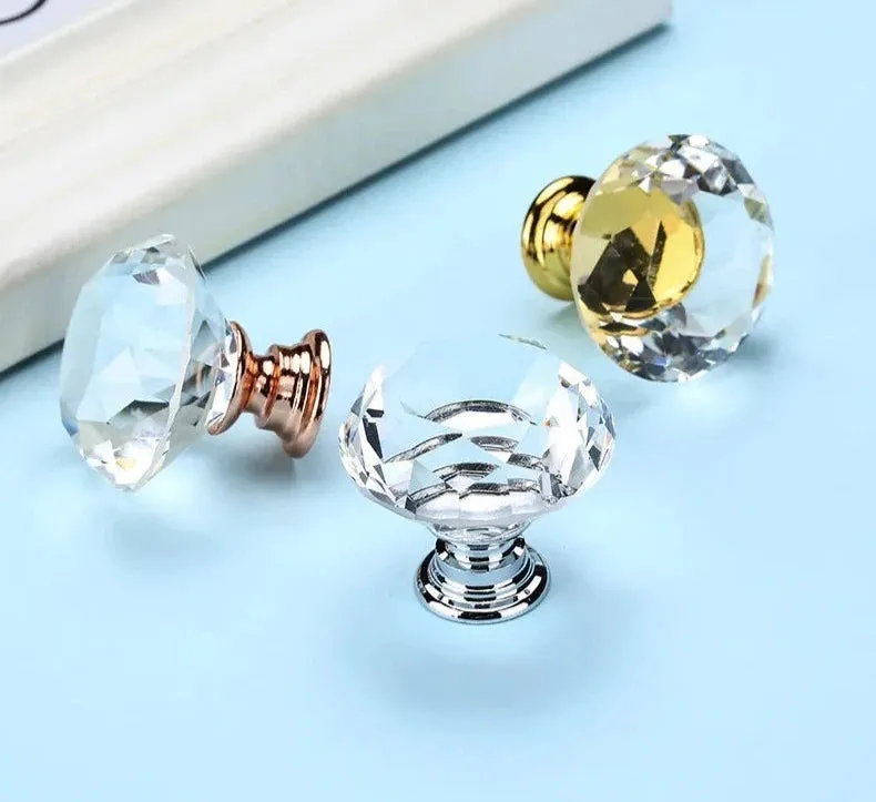 Crystal Glass Diamond Knobs for Cabinets