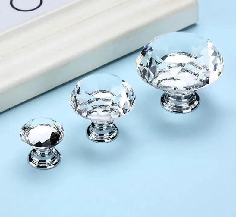 Crystal Glass Diamond Knobs for Cabinets