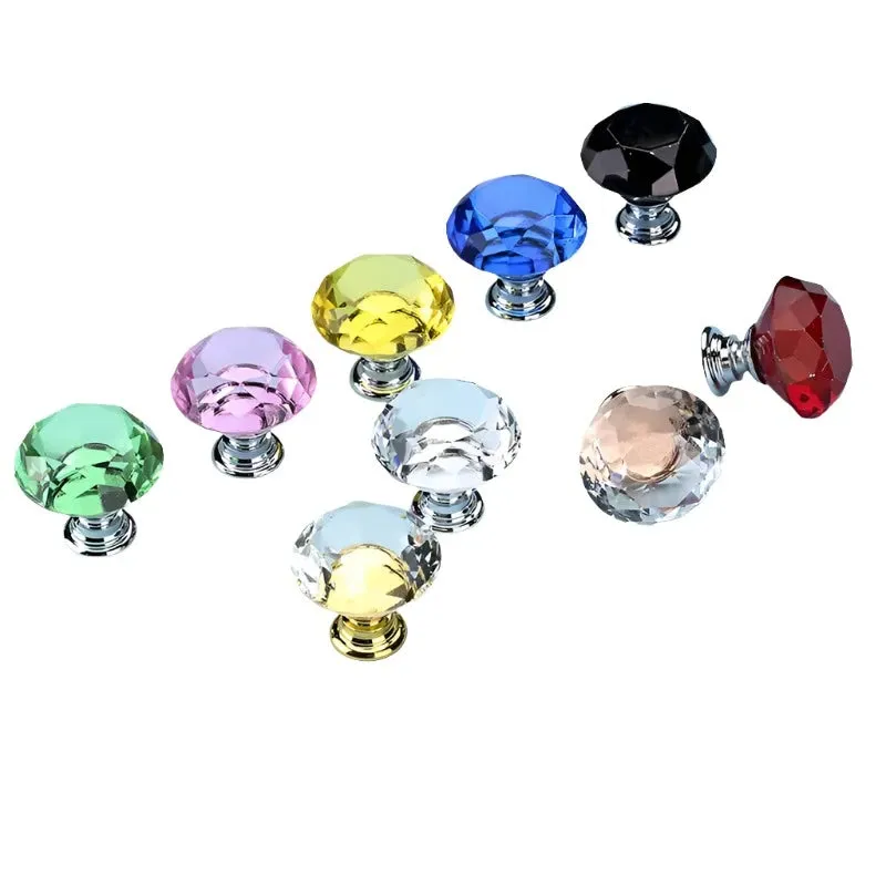 Crystal Glass Diamond Knobs for Cabinets
