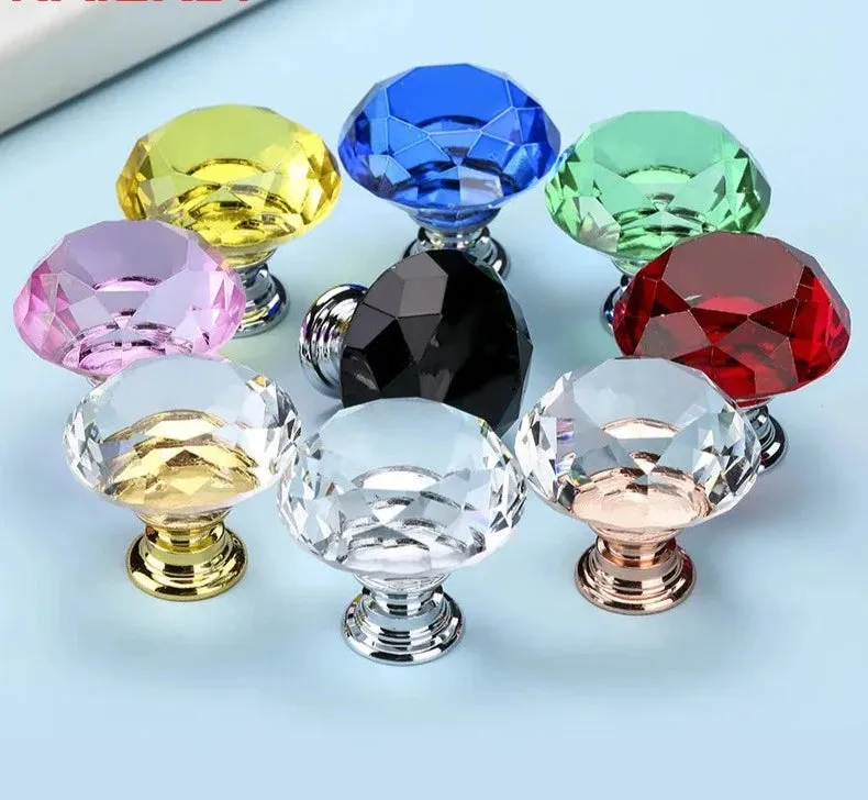 Crystal Glass Diamond Knobs for Cabinets