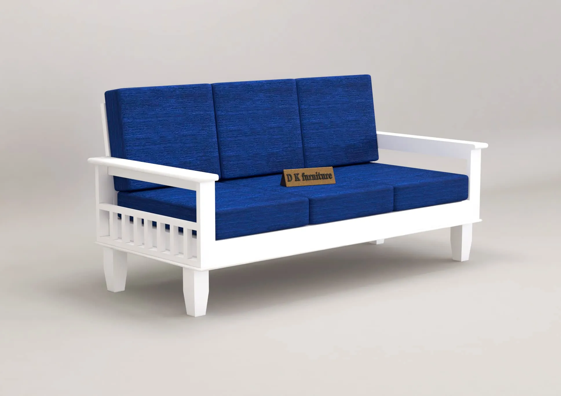 DK FURNITURE Wooden 5 Seater Sofa Set Without Coffee Table for Living Room, 3 1 1 Seater Sofa for Office & Lounge, Five Seater Sofa Sets for Home, Sheesham Wood, White Finish