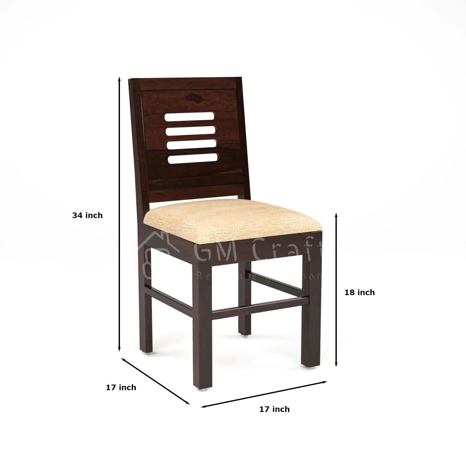 GM CRAFT Solid Sheesham Wood Dining Table 4 Seater with Chairs for Dining Room, Living Room - Walnut Finish