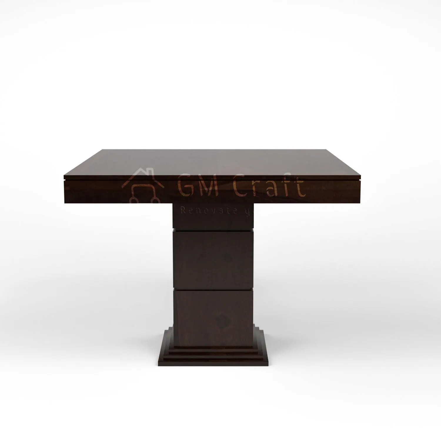 GM CRAFT Solid Sheesham Wood Dining Table 4 Seater with Chairs for Dining Room, Living Room - Walnut Finish