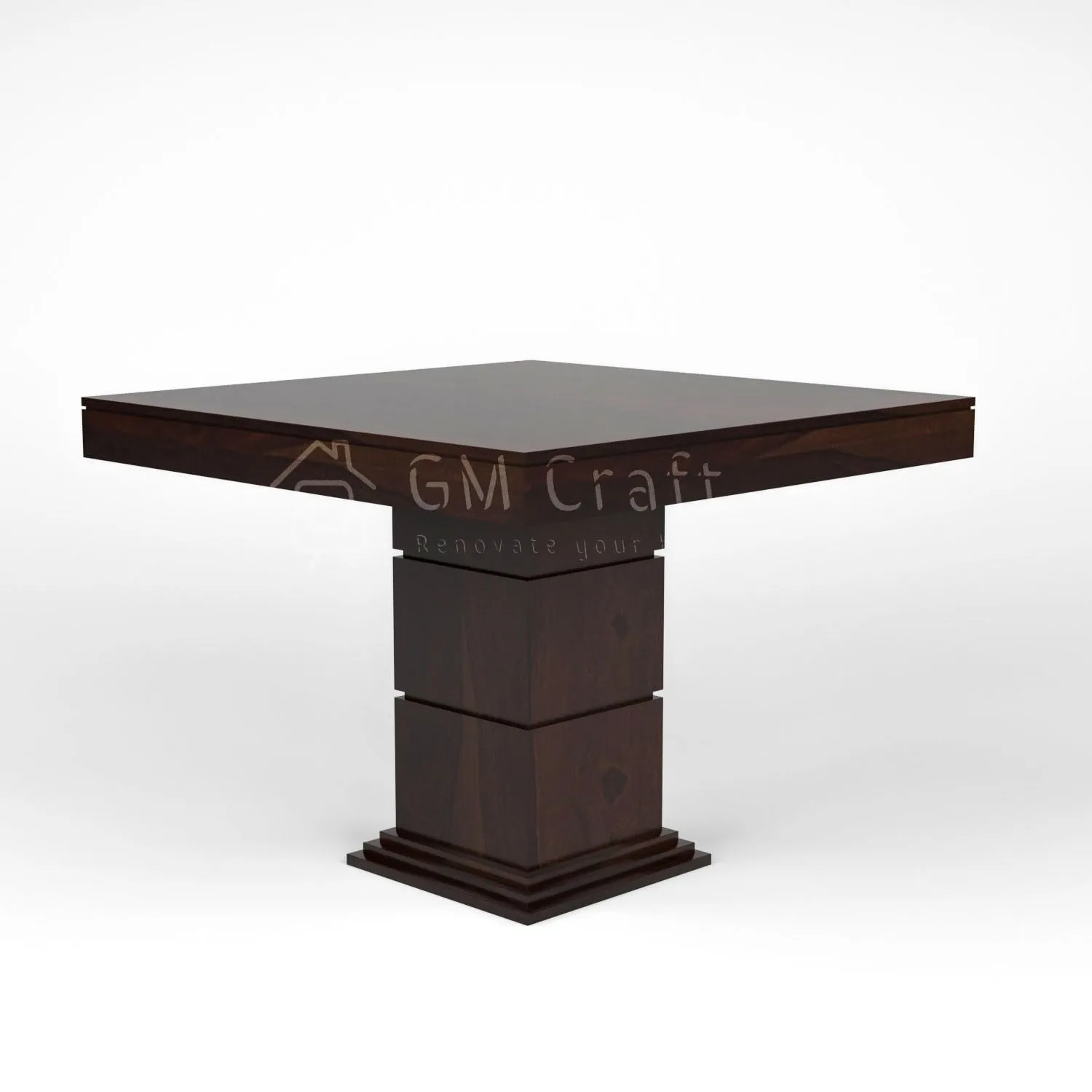 GM CRAFT Solid Sheesham Wood Dining Table 4 Seater with Chairs for Dining Room, Living Room - Walnut Finish