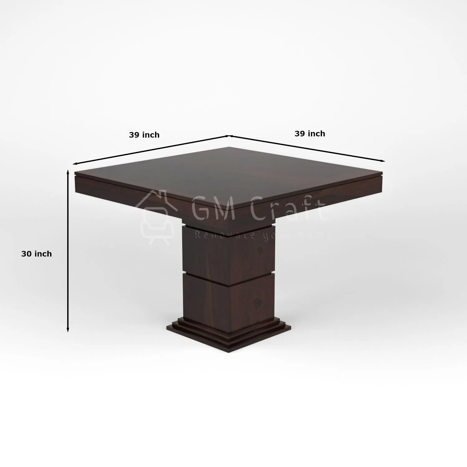 GM CRAFT Solid Sheesham Wood Dining Table 4 Seater with Chairs for Dining Room, Living Room - Walnut Finish