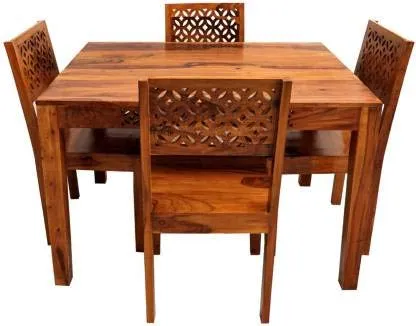 krishana art palace Sheesham Wood Dining Table 4 Seater with 4 Chairs for Living Room | Wooden Dining Table Set | Home Dining Room Sets Furniture | Honey Finish