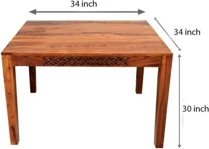 krishana art palace Sheesham Wood Dining Table 4 Seater with 4 Chairs for Living Room | Wooden Dining Table Set | Home Dining Room Sets Furniture | Honey Finish