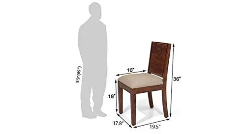 Krishna Wood Decor 4 Seater Wood Round Dining Table 4 Seater With Chairs|Round Table With 4 Chairs Set|Round Dining Table 4 Seater Wooden|4 Seater Dining Table Set|Dining Room Furniture|Teek Finish