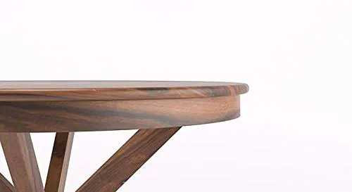 Krishna Wood Decor 4 Seater Wood Round Dining Table 4 Seater With Chairs|Round Table With 4 Chairs Set|Round Dining Table 4 Seater Wooden|4 Seater Dining Table Set|Dining Room Furniture|Teek Finish