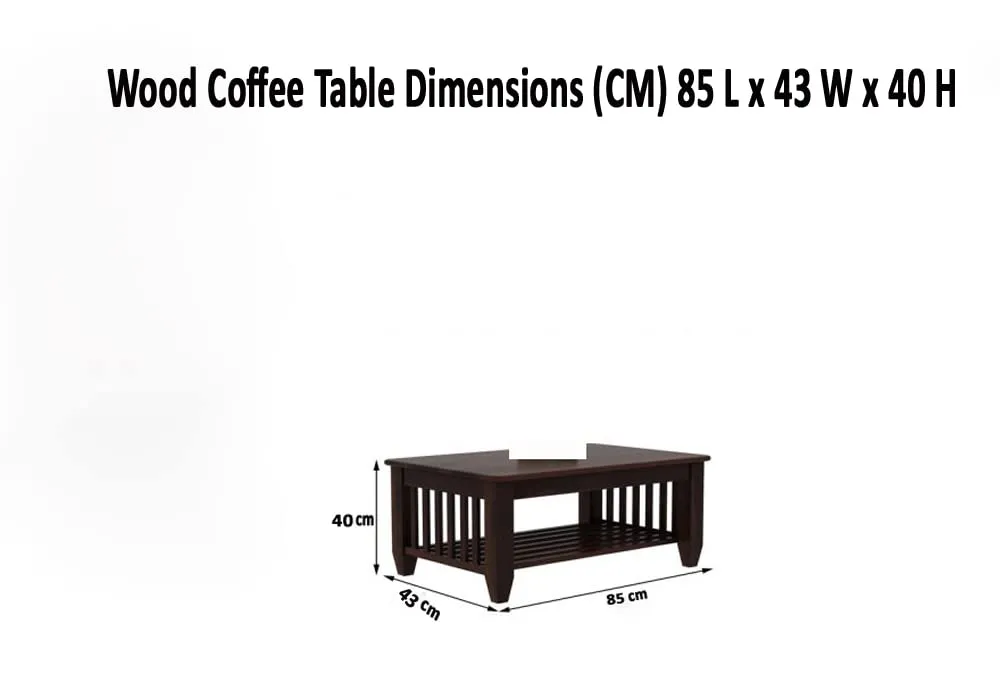 Krishna Wood Decor Sheesham Wood Coffee Table for Living Room | Wooden Center Table (Walnut Finish, Rectangle)
