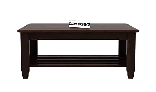 Krishna Wood Decor Sheesham Wood Coffee Table for Living Room | Wooden Center Table (Walnut Finish, Rectangle)
