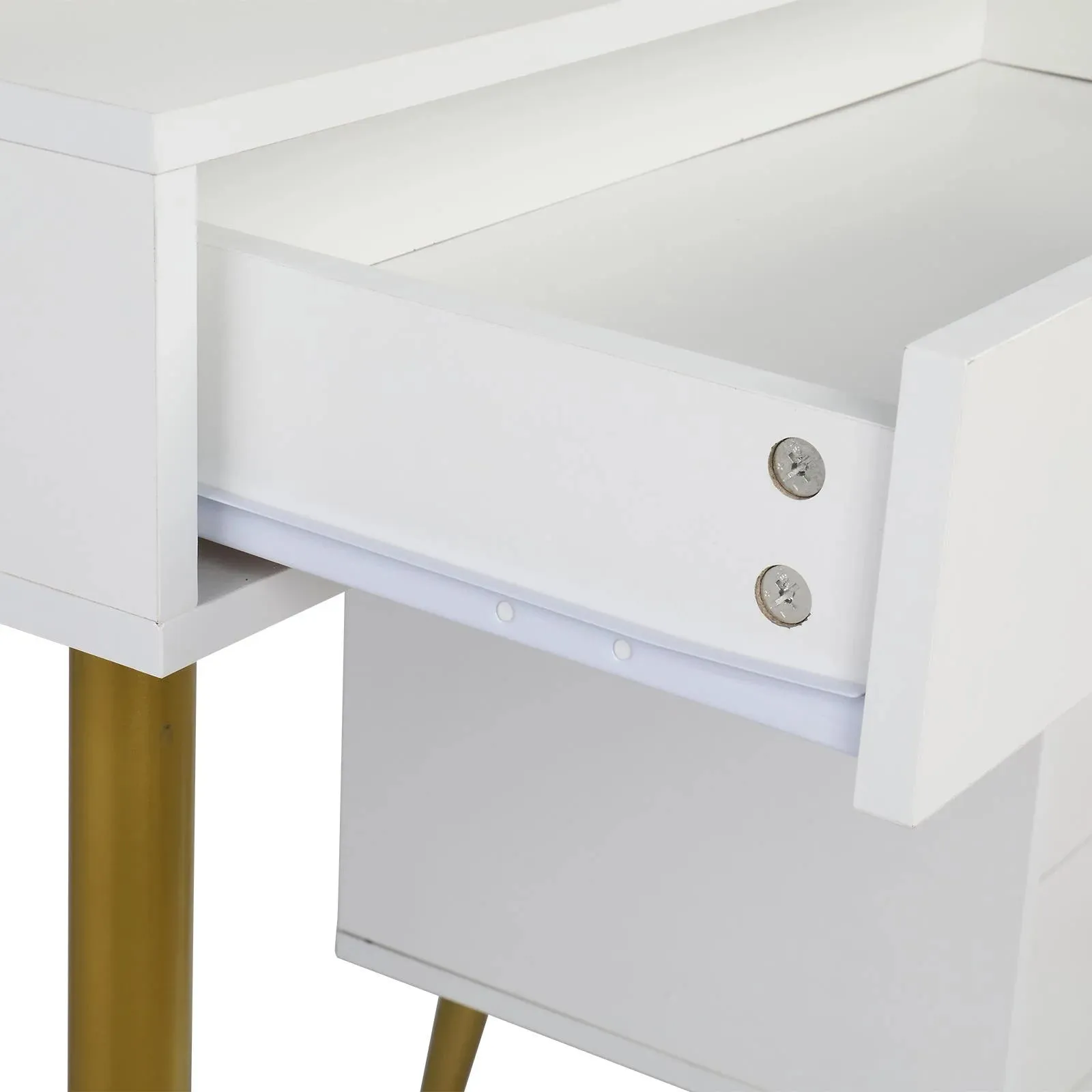 Ktaxon Vanity Table Set with Lighted Mirror, Makeup Table with 4 Drawers, Dressing Vanity Tables, Dresser Desk for Girls, Women, White