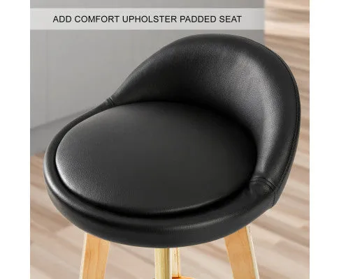La Bella 4 Set 72cm Black Wooden Bar Stool Leila Leather