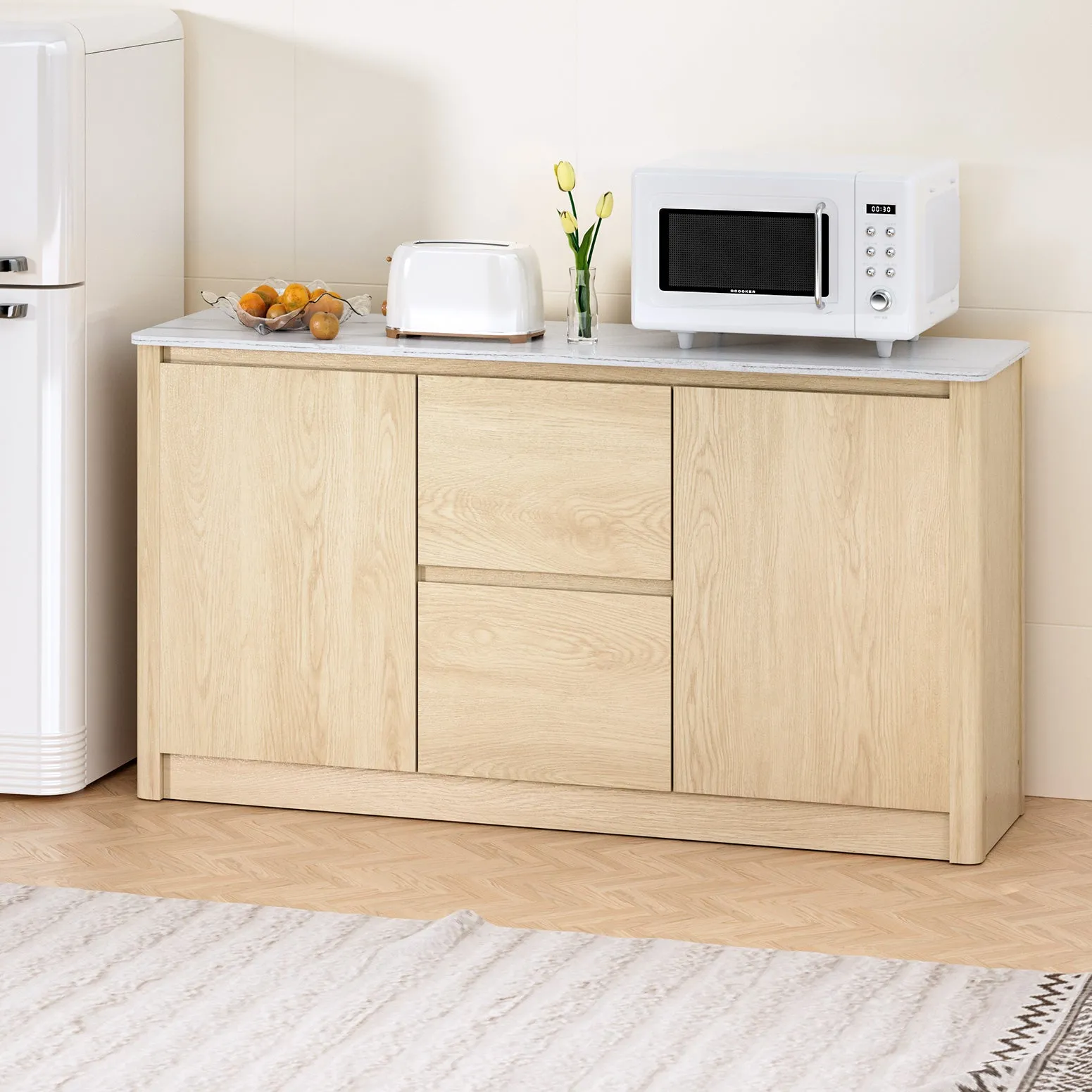 Marble Style Buffet Sideboard, Storage Drawers - Artiss