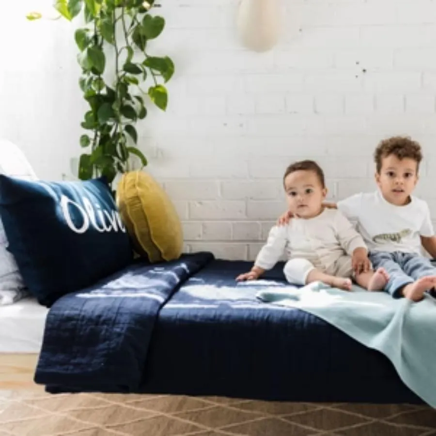 Name Pillowcase - Indigo Navy; Letter: Ivory