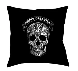 Penny Dreadful Line Art Skull Throw Pillow - 16" x 16"