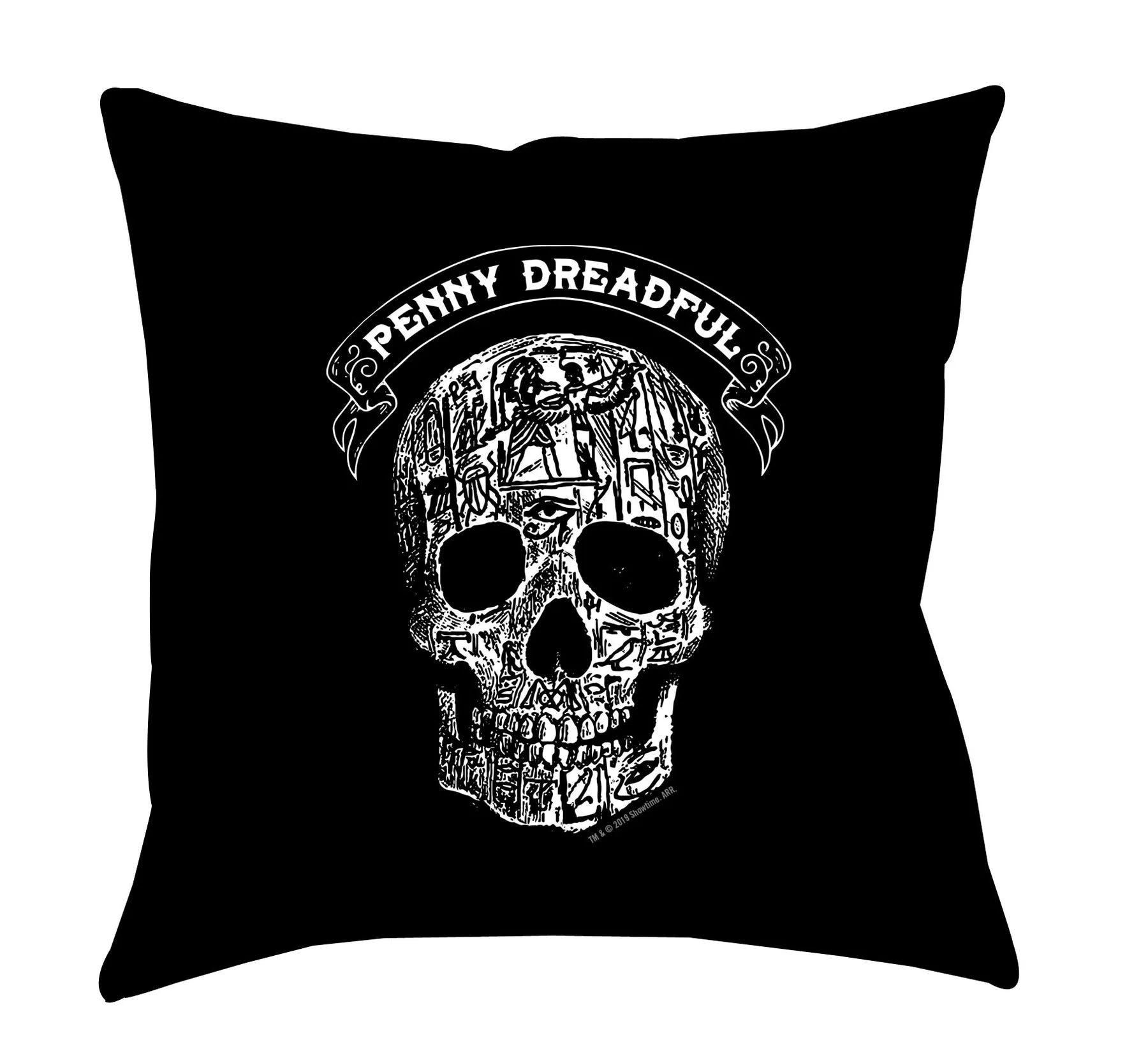 Penny Dreadful Line Art Skull Throw Pillow - 16" x 16"