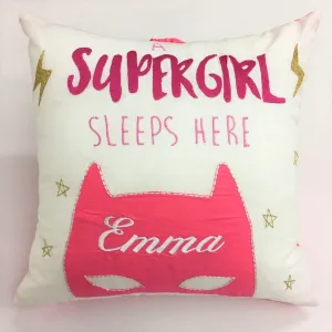 Personalised 'Supergirl Sleeps Here' Pillow