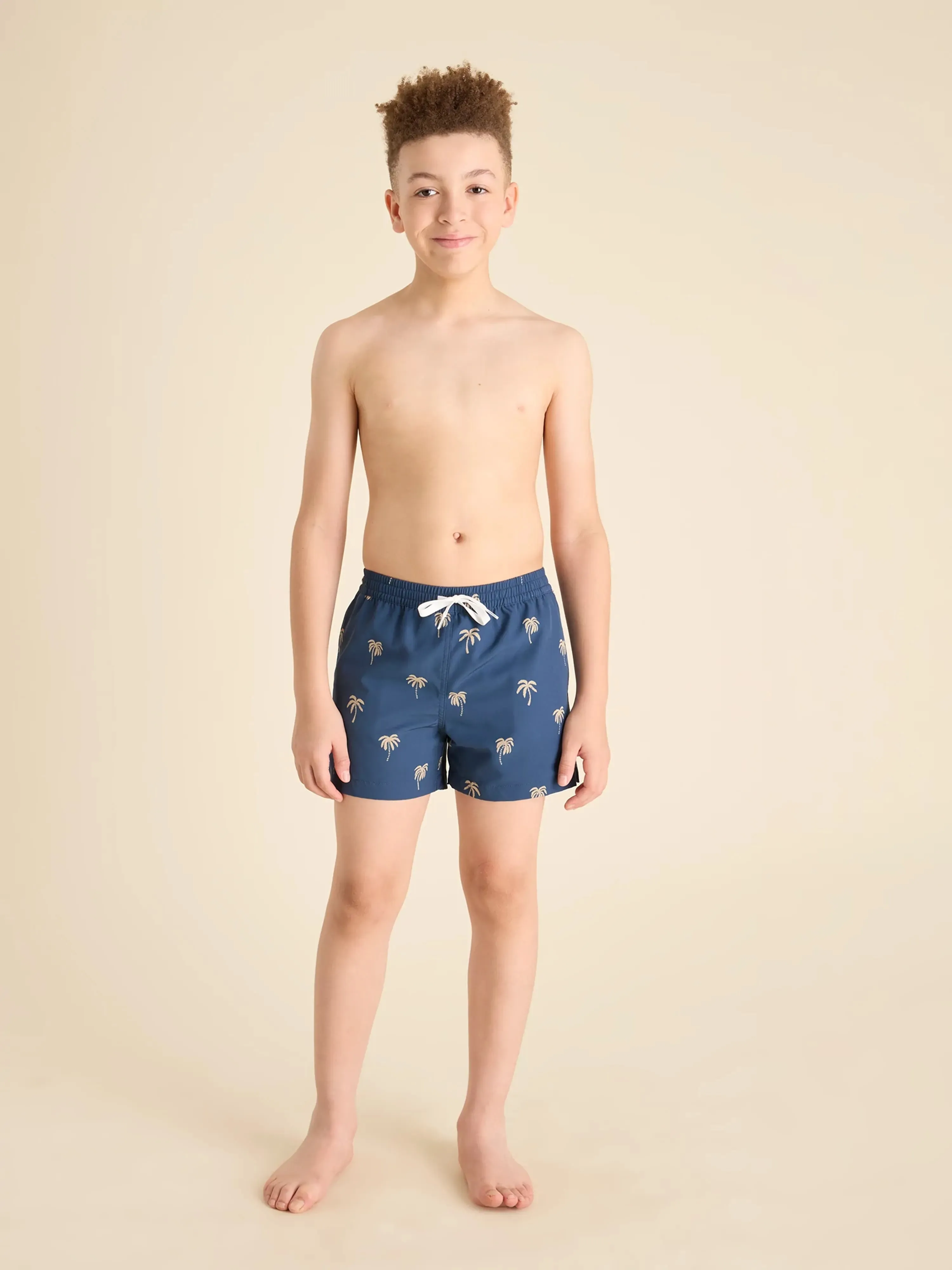 The Midnight Palms (Boys Lined Classic Swim Trunk- Shorter)